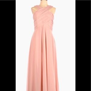 Levkoff sleeveless Blush crisscross front bridesmaid, cocktail, or Prom Dress